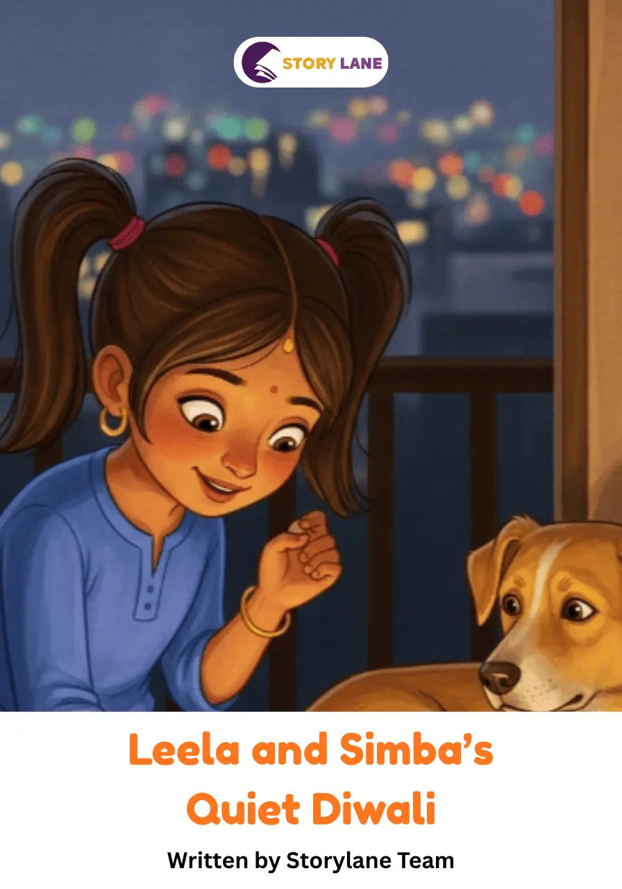 Leela and Simba's Quiet Diwali illustration